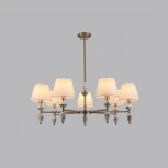 Потолочная люстра на штанге 8274/7 никель/белый/серый, металл/керамика/ткань Е14 7*40W 220V