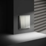 Проходной переключатель двухклавишный (сталь) Voltum S70 VLS020305