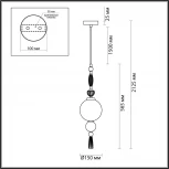Подвесной светильник Odeon Light Palle 5405/1A золотой/голубой/зеленый/белый матов./металл/керамика/стекло E14 1*40W (220V, подвески, на проводе, шар, бусы)