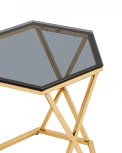Журнальный столик Stool Group Круз 48*42 стекло smoke сталь золото УТ000036340