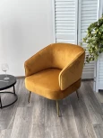 Кресло MUSSELS BLUVEL-68 желтый, велюр / золотой каркас М-City