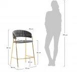 Стул Bradex Home полубарный Turin черный с золотыми ножками (FR 0891)