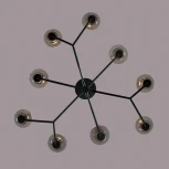 Потолочная люстра на штанге Lumion Madonna 6555/9C черный/дымчатый/металл/стекло E14 9*40W 220V