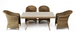 "Латте–140 R" обеденная группа плетеная, цвет соломенный 4SIS арт.УТ-00007283
