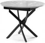 Стеклянный стол Woodville Лауриц d1000 раскладной белый / черный 504213