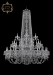 Подвесная большая люстра Art Classic 11.23 11.23.20+10+5.400.3d.h-150.Cr.Dr (220V, хрусталь, на цепи, подсвечник, свеча)