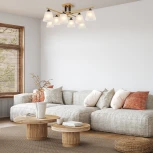 Потолочная люстра на штанге Escada Deutzia 2128/8P 8x40Вт E27, металл/стекло, шампань, белый матовый плафон (220V)