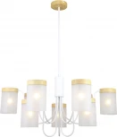 Потолочная люстра на штанге Escada Harmony 9x40Вт E14, металл/стекло, белый/дерево, матовый плафон (220V)