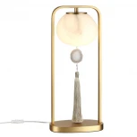 Настольная лампа с выключателем Odeon Light Fiolent 5432/1T золотой(под латунь)/стекло/кисточка/агат E14 1*40W
