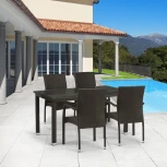 Комплект плетеной мебели Afina T256A/YC379A-W53 Brown (4+1) + подушки на стульях