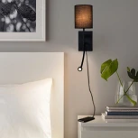 Настенный светильник с usb-портом Reluce 86210-9.2-001KT LED3W+E14 BK (220V, выключатель)