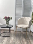 Стул M-City DIANA Modica-40 бежево-белый, ткань / золотой каркас