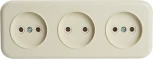 Розетка тройная без заземления (слоновая кость) Stekker Брест 49055