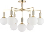 Потолочная люстра на штанге Lumion Vivien 6580/9C французское золото, серый/белый металл, керамика/стекло E14 9*40W 220V