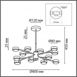 Потолочная люстра на штанге Lumion Torina 8117/12 черный, металл LED GX53 12*7W 220V