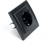 Розетка с заземлением, шторками и USB (черный) Stekker Эрна 39480