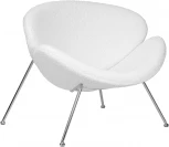 Кресло дизайнерское DOBRIN EMILY (белый (букле) ткань , хромированная сталь) 72-LMO EMILY, цвет сиденья букле белый, основания сталь
