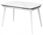Стол ELIOT 120 HIGH GLOSS STATUARIO Белый мрамор глянцевый, керамика/ белый каркас
