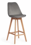 Стул TULIP SOFT BAR (mod. 75) светло-серый (HLR19)/натуральный (вельвет/дерево)