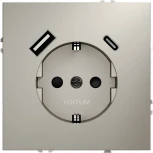 Розетка с заземлением, шторками и USB Type A+С (кашемир) Voltum S70 VLS040503