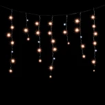 Гирлянда Бахрома 3,1 x 0,5 м Экстра Тепло-Белая с Мерцанием Белого Диода 220В, 150 LED, Провод Черный ПВХ, IP54