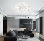 Потолочная светодиодная люстра с пультом и управлением смартфоном 120W Olimp LED LAMPS 81238 Natali Kovaltseva (регулировка яркости, 220V, подвески, цветы)