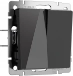 Выключатель двухклавишный (черный акрил) Werkel W1120048 (a064037)