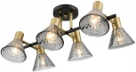 Потолочная люстра на штанге Lumion Anriya 8044/6C черный, латунь/дымчатый металл/стекло Е14 6*40W 220V