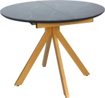 Стол Bradex Home Rudolf круглый раскладной 100-130x100x75см, черный керамогранит, бронза (RF 0639)