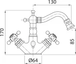 Смеситель Bugnatese Arcadia 8344BR для биде, с донным клапаном, бронза