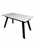 Стол Морис 140 БЕЛЫЙ МРАМОР FC13 CLEAF, ПЛАСТИК / ЧЕРНЫЙ