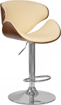 Стул барный DOBRIN KARTER (коричневое дерево, кремовый) 4905-LMZ KARTER, цвет сиденья кремовый, каркаса коричневое основания хром