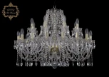 Подвесная большая люстра Art Classic 11.12 11.12.16+8.300.Gd.Sp (220V, хрусталь, на цепи, подсвечник, свеча)