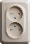 Розетка встраиваемая двойная без заземления со шторками (кремовый) Systeme Electric Etude PC16-106K