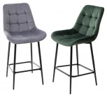 Полубарный стул ХОФМАН, цвет H-14 Серый, велюр / черный каркас H=63cm