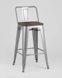 Стул полубарный Stool Group TOLIX WOOD со спинкой серебристый матовый УТ000000842