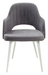 Стул FANTINE-LA СЕРЫЙ #27, велюр/ белый каркас