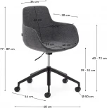 Рабочее кресло Tissiana темно-серого цвета, алюминиевые ножки с черной матовой отделкой La Forma (ex Julia Grup) арт.175086