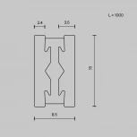 Шинопровод магнитный 1 м Flarity платина Maytoni Busbar trunkings Flarity TRX154-111PT (24V)