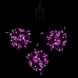 Комплект 3 Розовых Нити по 20м, 600 LED, Провод Черный ПВХ, IP54