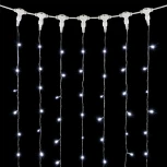 Гирлянда Занавес 2 x 3 м Белый с Мерцанием Белого Диода 220В, 600 LED, Провод Прозрачный ПВХ, IP54