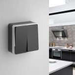 Выключатель двухклавишный Gallant (черный/хром) Werkel W5020035 (a050972)