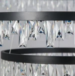 Подвесная люстра ярусная Eletto Celeste Nero EL320P120.1 (LED, 220V, хрусталь, на тросе, круглые, кольцо)