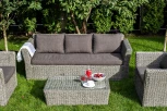 "Капучино" диван из искусственного ротанга (гиацинт) трехместный, цвет серый 4SIS арт.УТ-00003000