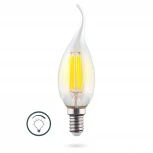Лампочка светодиодная свеча на ветру прозрачная E14 6W 220V 4000K Voltega Crystal 7081