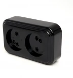 Розетка двойная без заземления (черный) Stekker Брест 39694