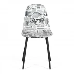 Стул ALLEN ( mod. DС409 ) черно-белый принт "Ретро"/черные (металл/ткань)