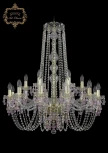 Подвесная большая люстра Art Classic 11.24 11.24.12+6.300.h-94.Gd.V7010 (220V, хрусталь, на цепи, подсвечник, свеча)