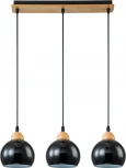 Подвесной светильник Escada Solo 10178/3S Black 3х40Вт Е27, металл/дерево/пластик, черный/дерево (220V, на проводе, шарики)