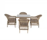 Обеденная группа плетеная, цвет соломенный 4SIS Сицилия SC4T-5-SET